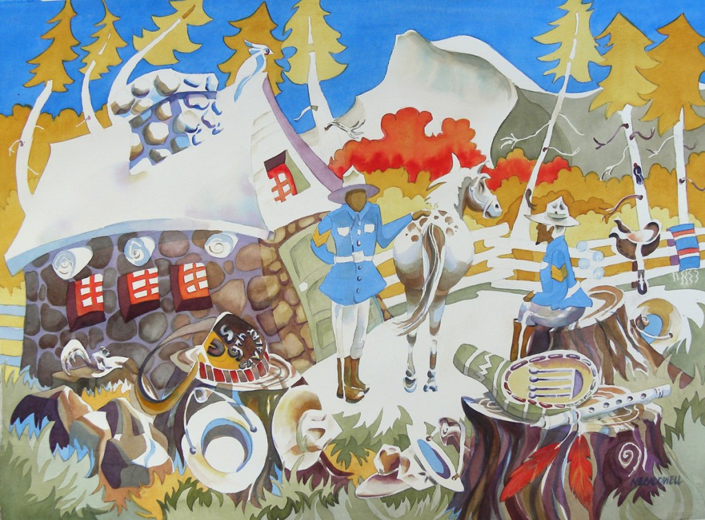 Buffalo Soldiers, Yosemite National Park Watercolor 22x 30