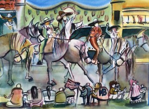 Huntington Beach Parade (1), Watercolor, 30 x 22
