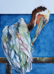 Huntington Beach Visitor, Watercolor, 22 x 30