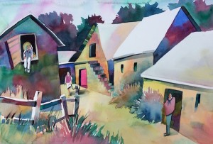 Rita Lett's Farm, Ireland, Watercolor, 22 x 15