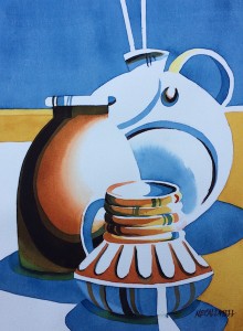 Three Vases (Demo) Watercolor, 11 x 15