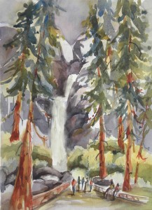 Yosemite Falls (plein air) Watercolor 15x11