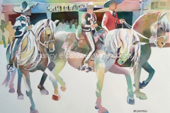 Horses Dancing, Watercolor, 22 x 30