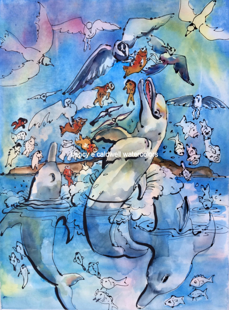 Off Shore Fishing - Mixed Media  30x22